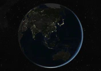 Globe Centred on Asia and Oceania, True Colour Satellite Image